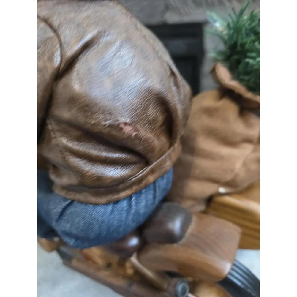 15 Inch Santa on a Wooden Motorcycle with SideCar